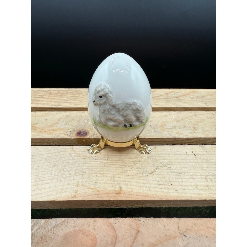 Vintage 1981 Goebel Porcelain Easter Egg with Metal Stand Tree Display